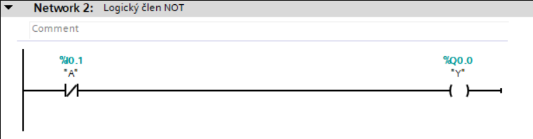 Ukážka NOT v TIA PORTAL